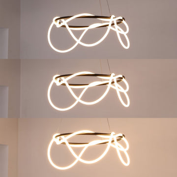 Lisette 25" Contemporary Minimalist 360 Adjustable Silicone Neon Rope Dimmable Integrated LED Chandelier - JONATHAN Y